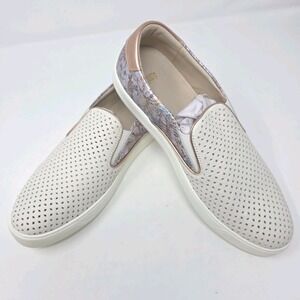 Johnston & Murphy Elaine Shoes Womens 11 M White Floral Perforated Leather